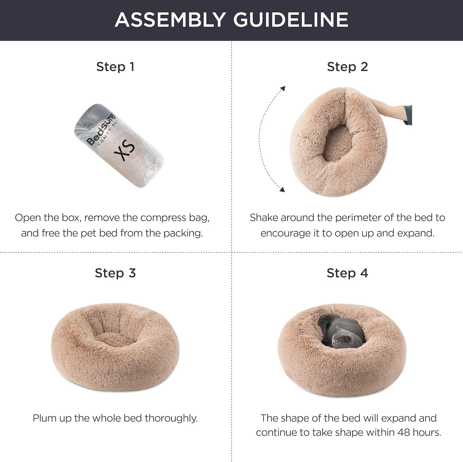 Indoor Round Fluffy Plush Pet Bed With Non-Slip Base: A Cozy Haven for Your Furry Friend